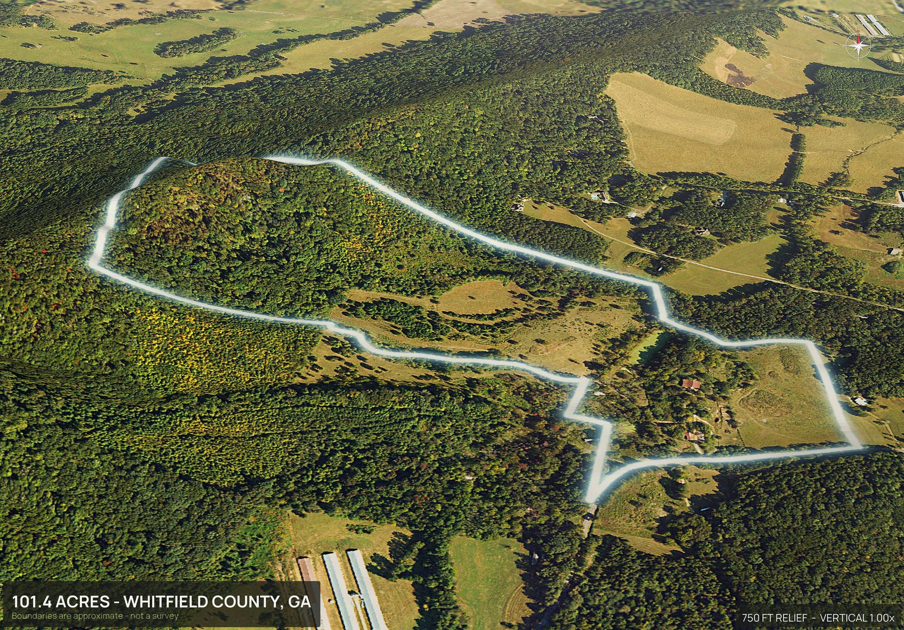 3D from the south of a Georgia land parcel