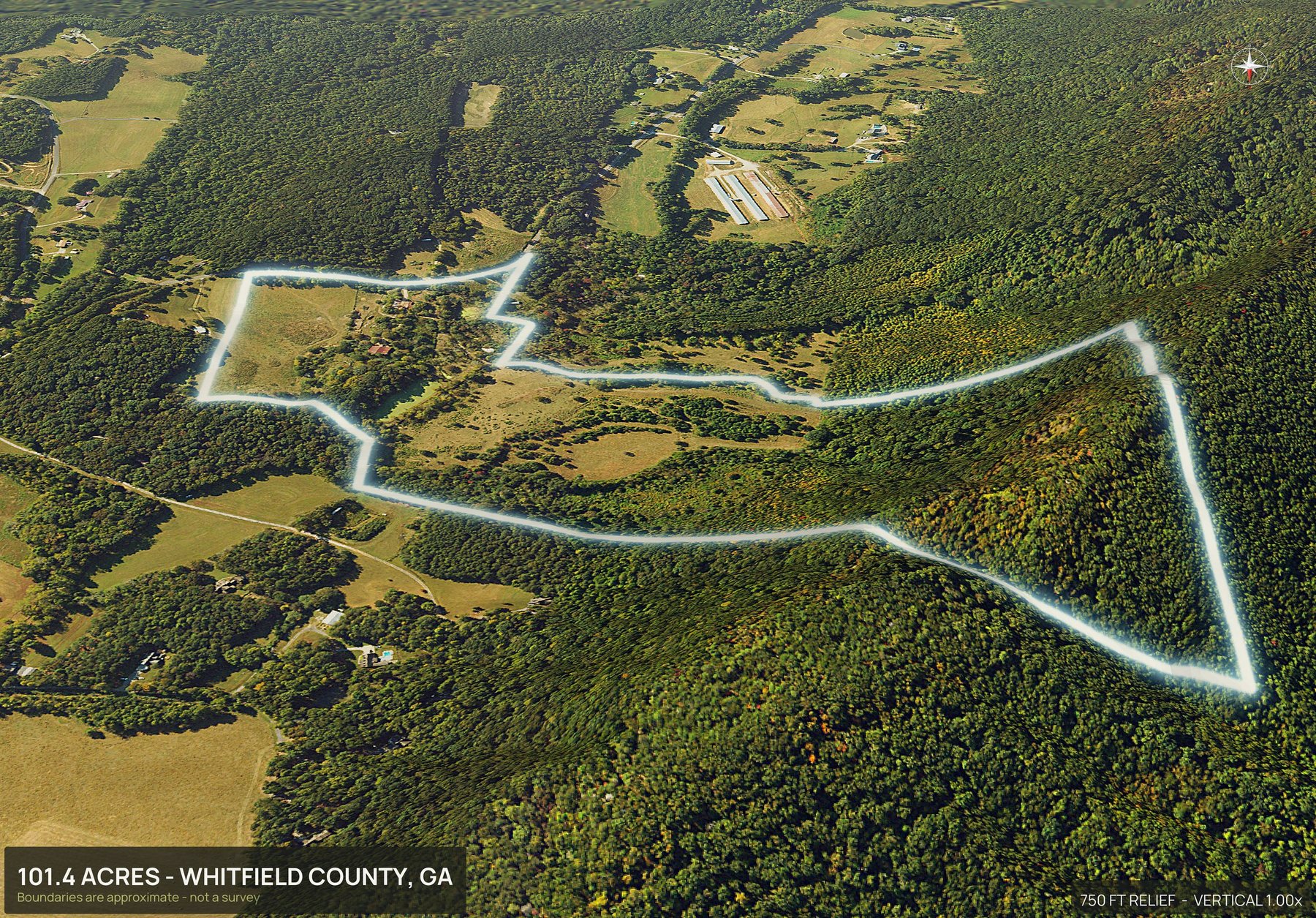 3D from the north of a Georgia land parcel