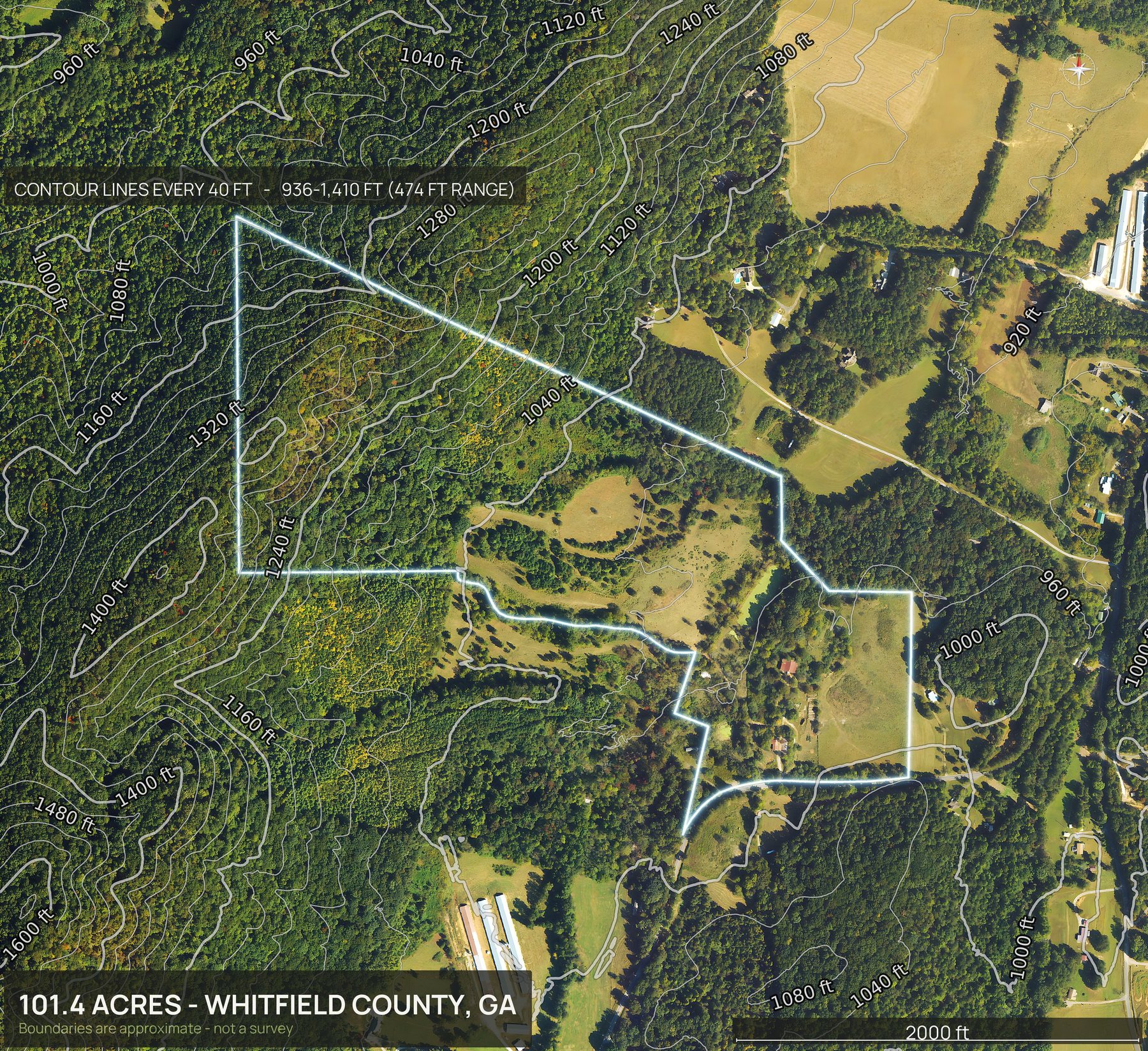 Contour map of a Georgia land parcel