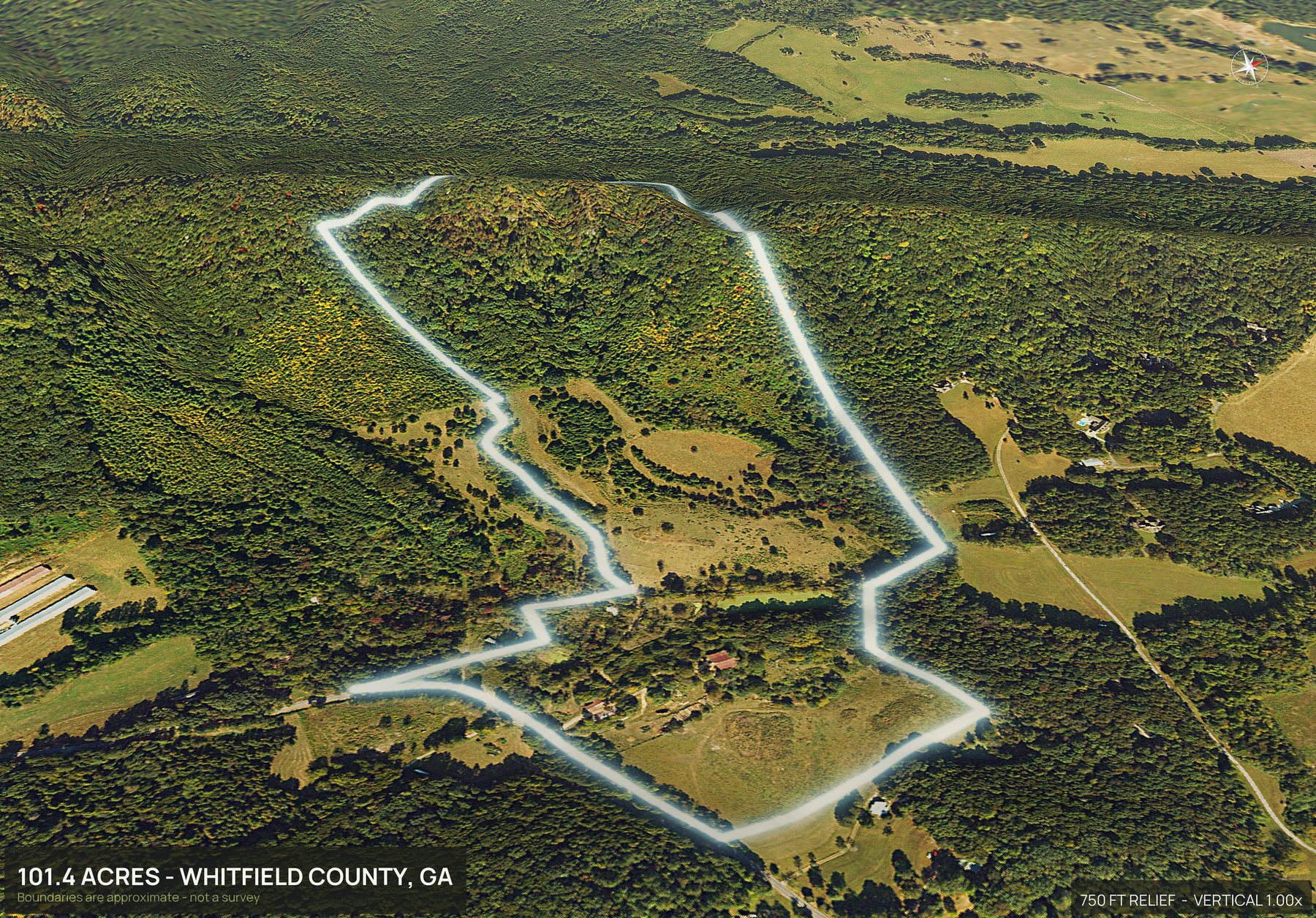 Road frontage of a Georgia land parcel
