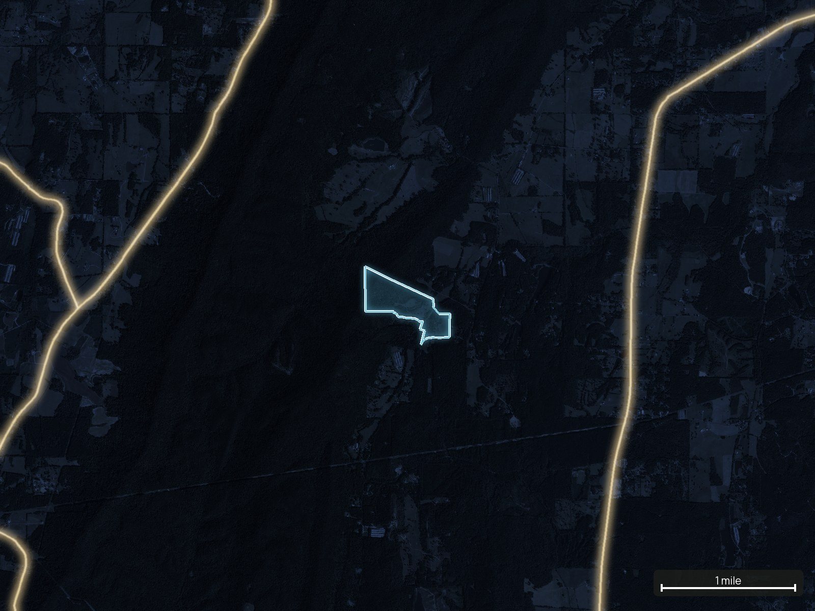 Roads at night of a Georgia land parcel