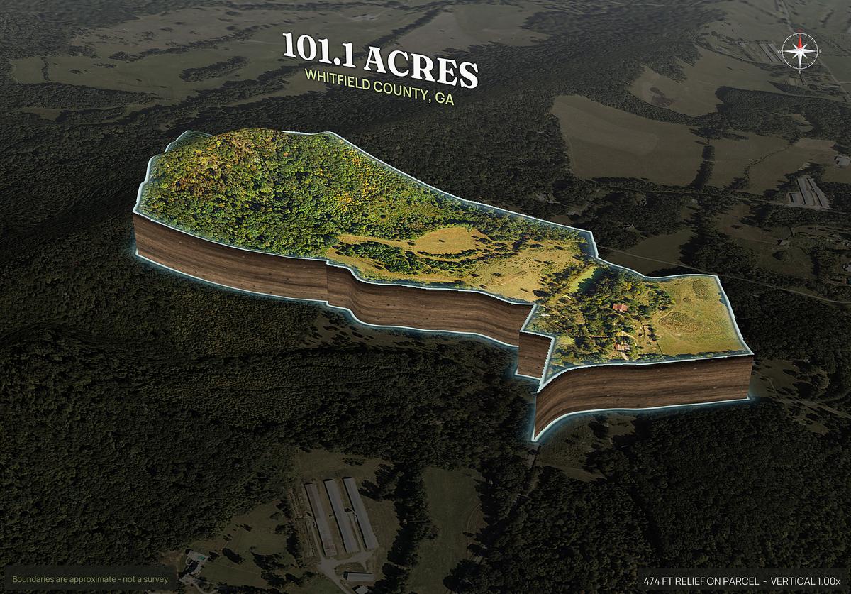 Pop-out of a Georgia land parcel lifted out of the ground with dirt walls