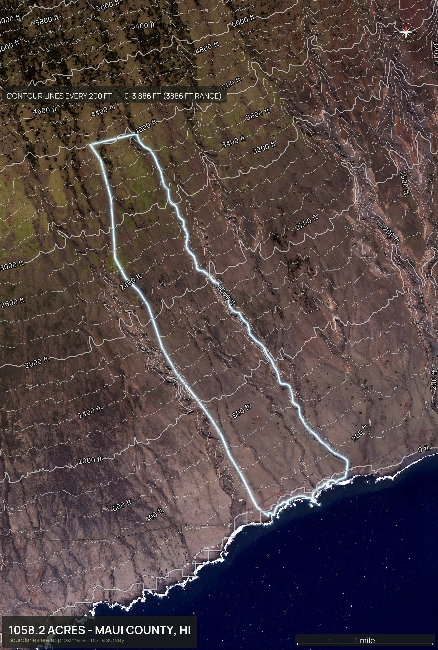 Contour map of a Hawaii land parcel