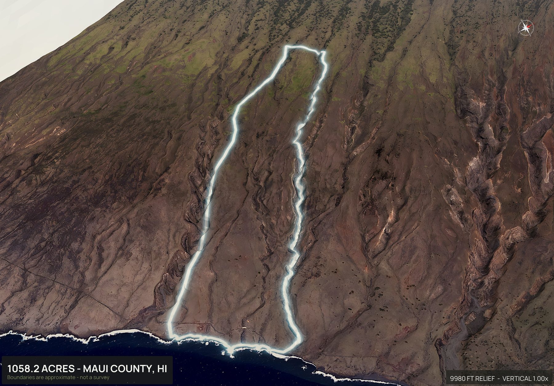 Road frontage of a Hawaii land parcel
