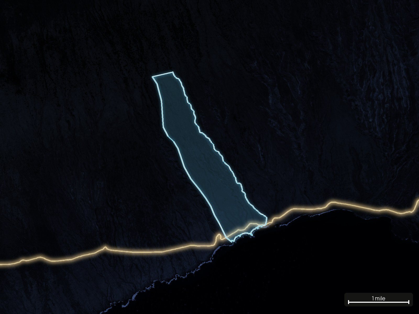 Roads at night of a Hawaii land parcel