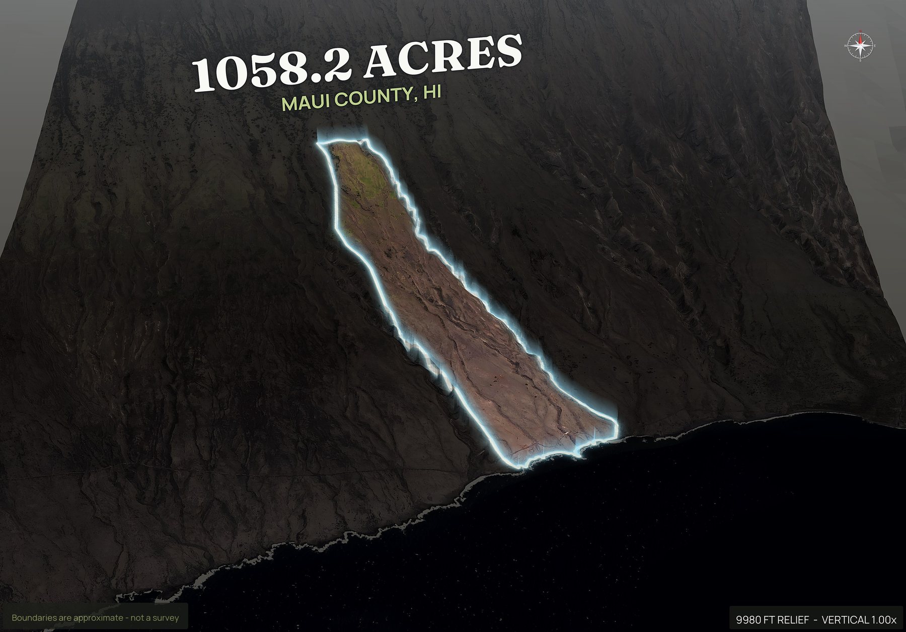 Spotlight, south of a Hawaii land parcel