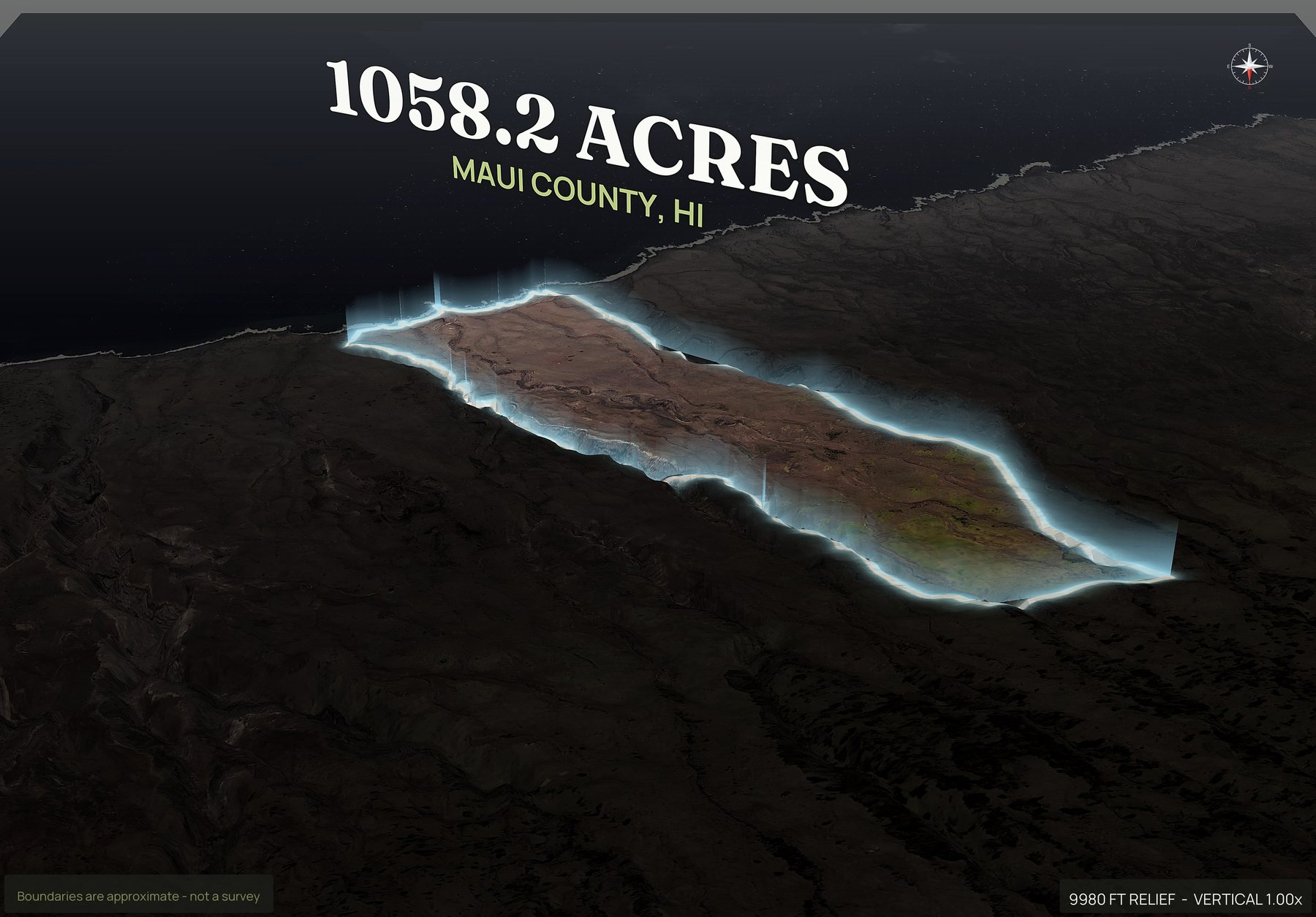 Spotlight, north of a Hawaii land parcel