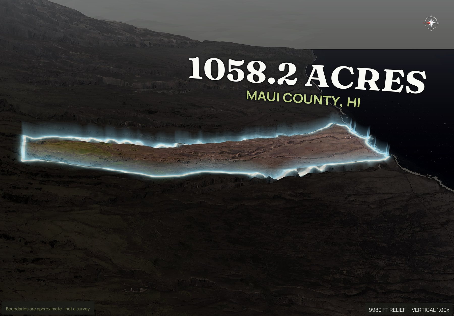 Spotlight, west of a Hawaii land parcel