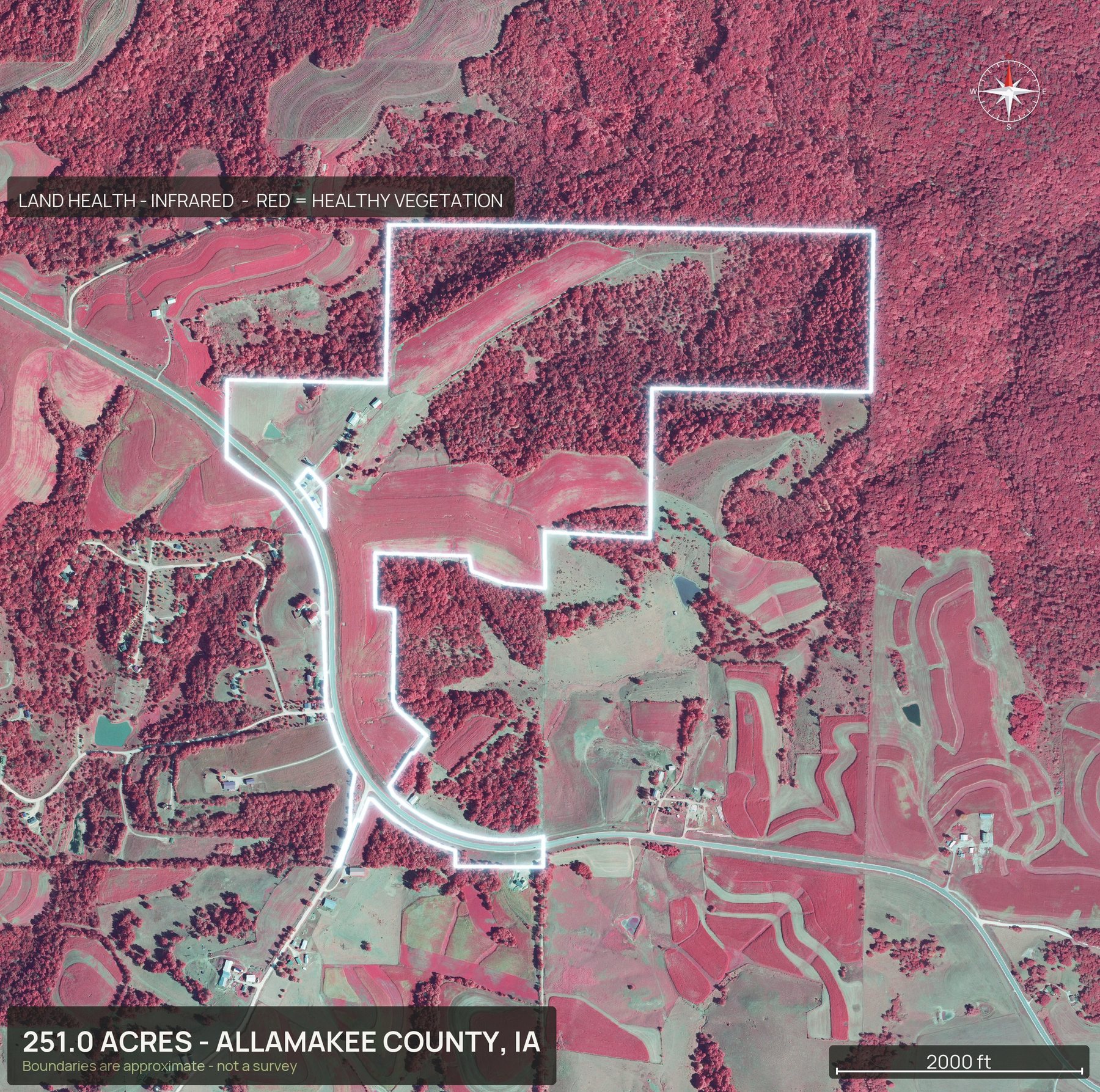 Land health, infrared of an Iowa land parcel