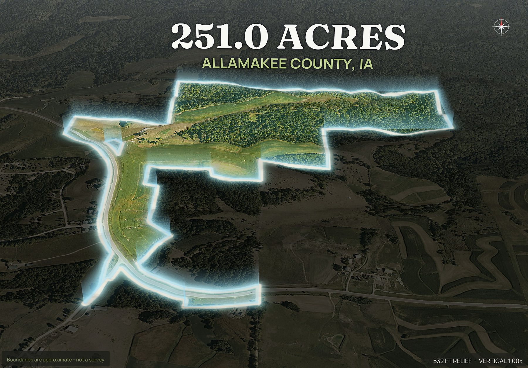 Spotlight, south of an Iowa land parcel