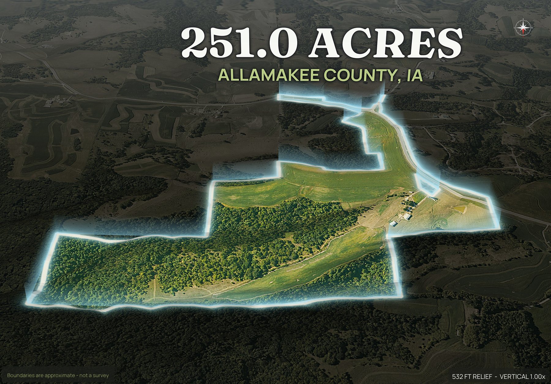 Spotlight, north of an Iowa land parcel