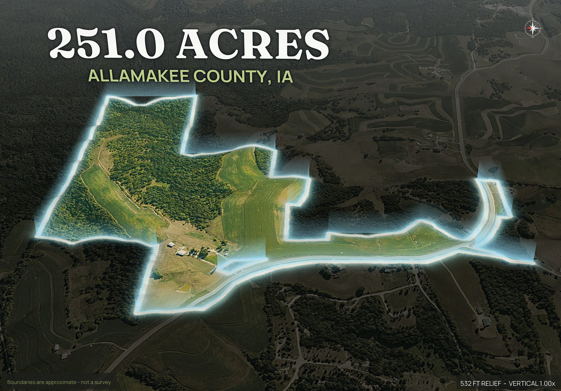 Spotlight, west of an Iowa land parcel