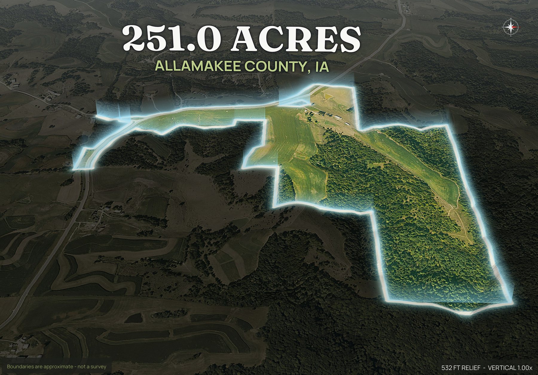 Spotlight, east of an Iowa land parcel