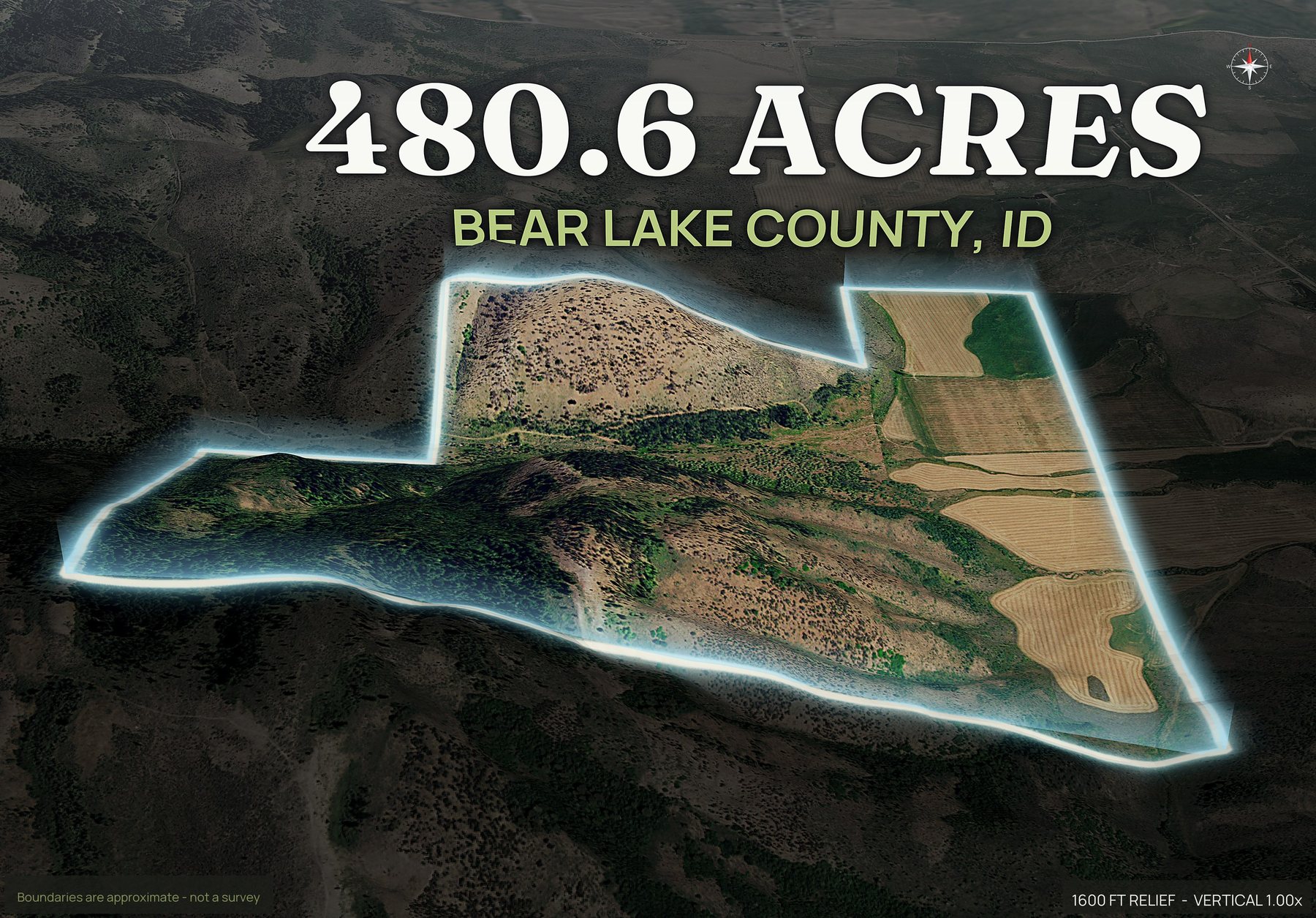 Spotlight, south of an Idaho land parcel