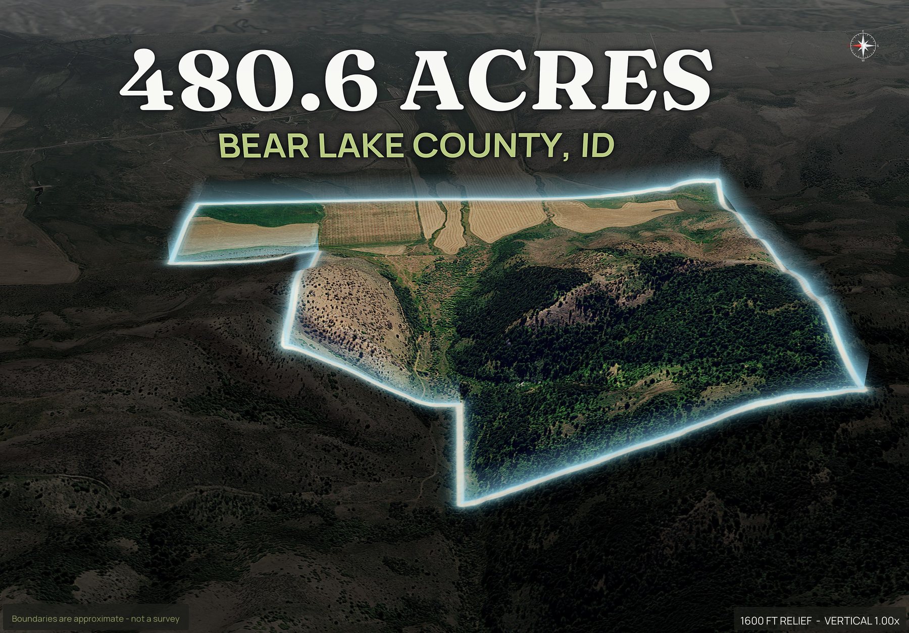 Spotlight, west of an Idaho land parcel