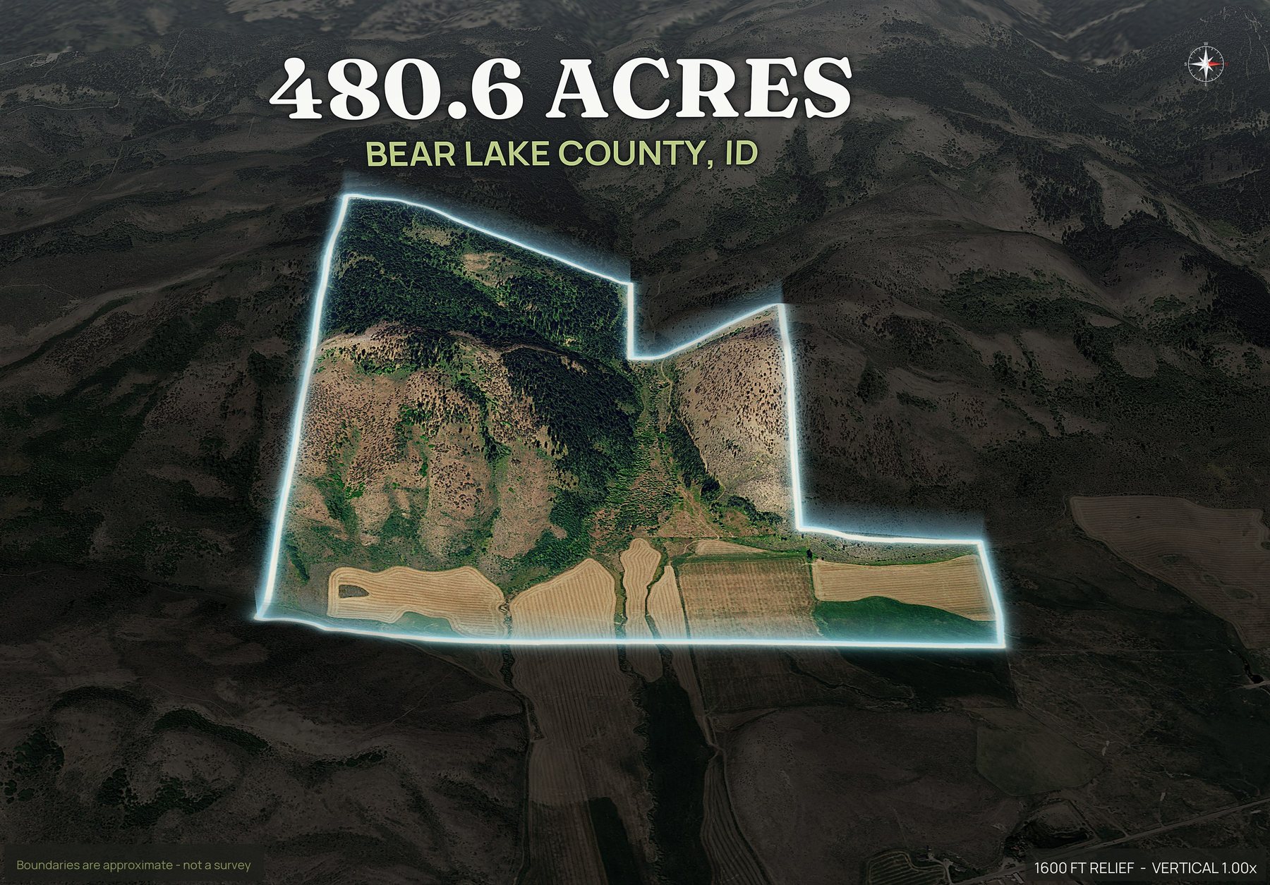 Spotlight, east of an Idaho land parcel