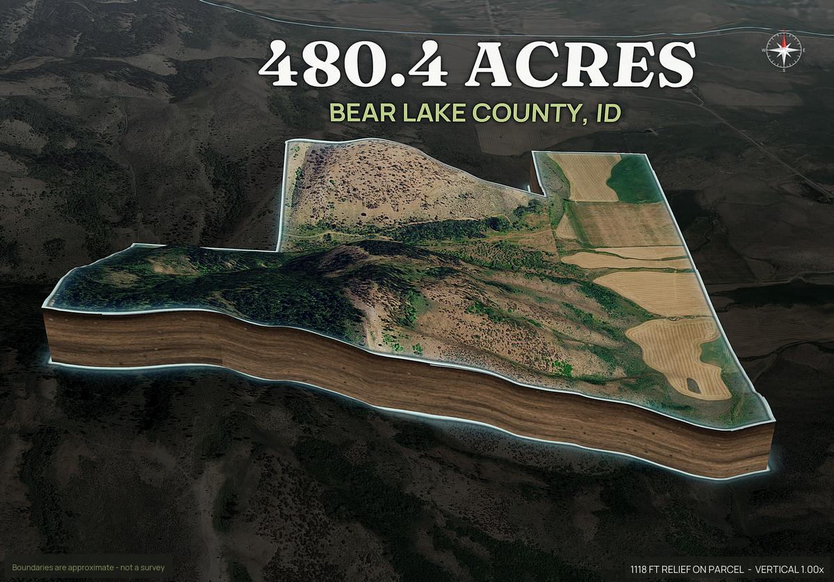 Pop-out of an Idaho land parcel lifted out of the ground with dirt walls