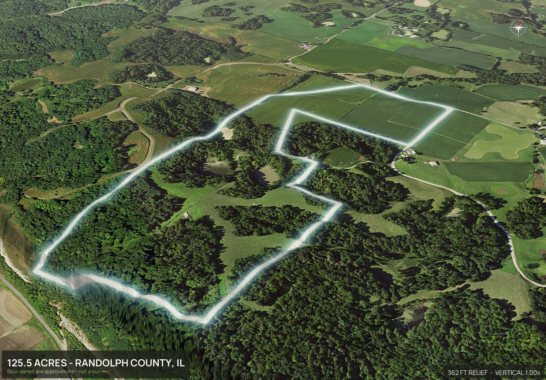 3D from the south of an Illinois land parcel