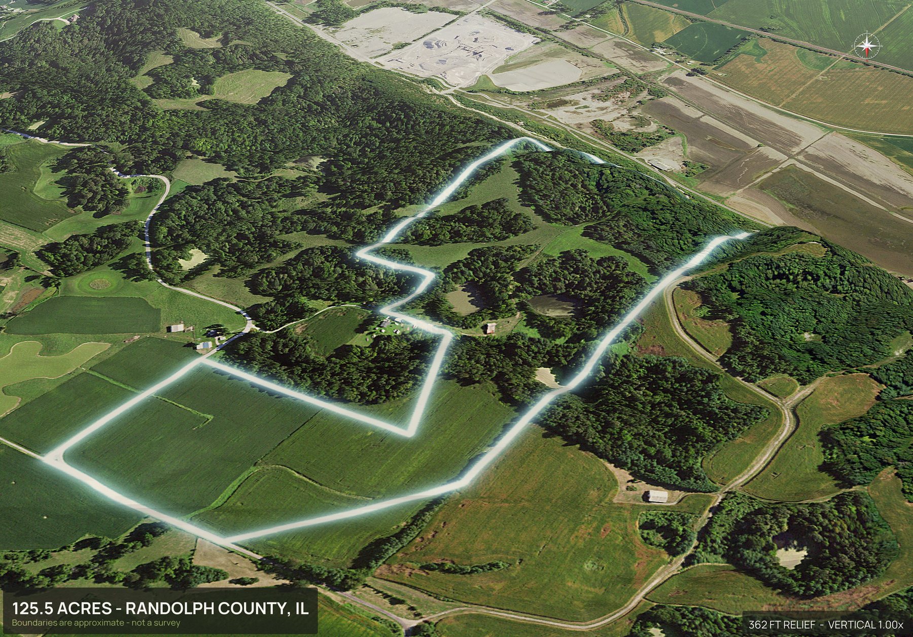 3D from the north of an Illinois land parcel