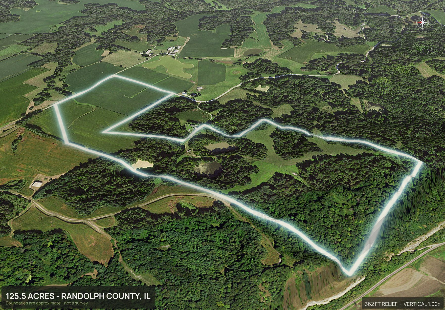 3D from the west of an Illinois land parcel