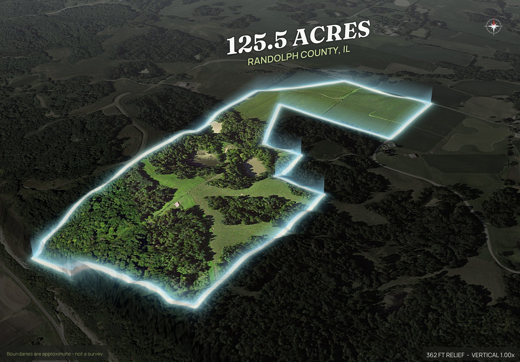 Spotlight, south of an Illinois land parcel