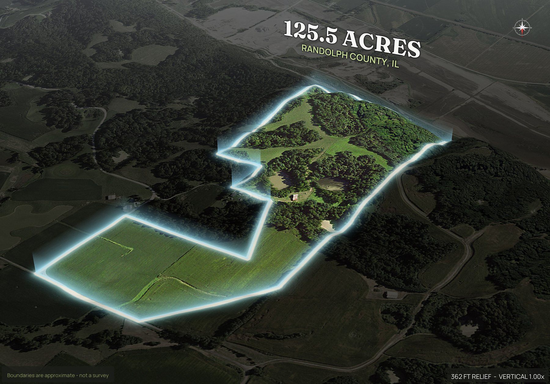 Spotlight, north of an Illinois land parcel