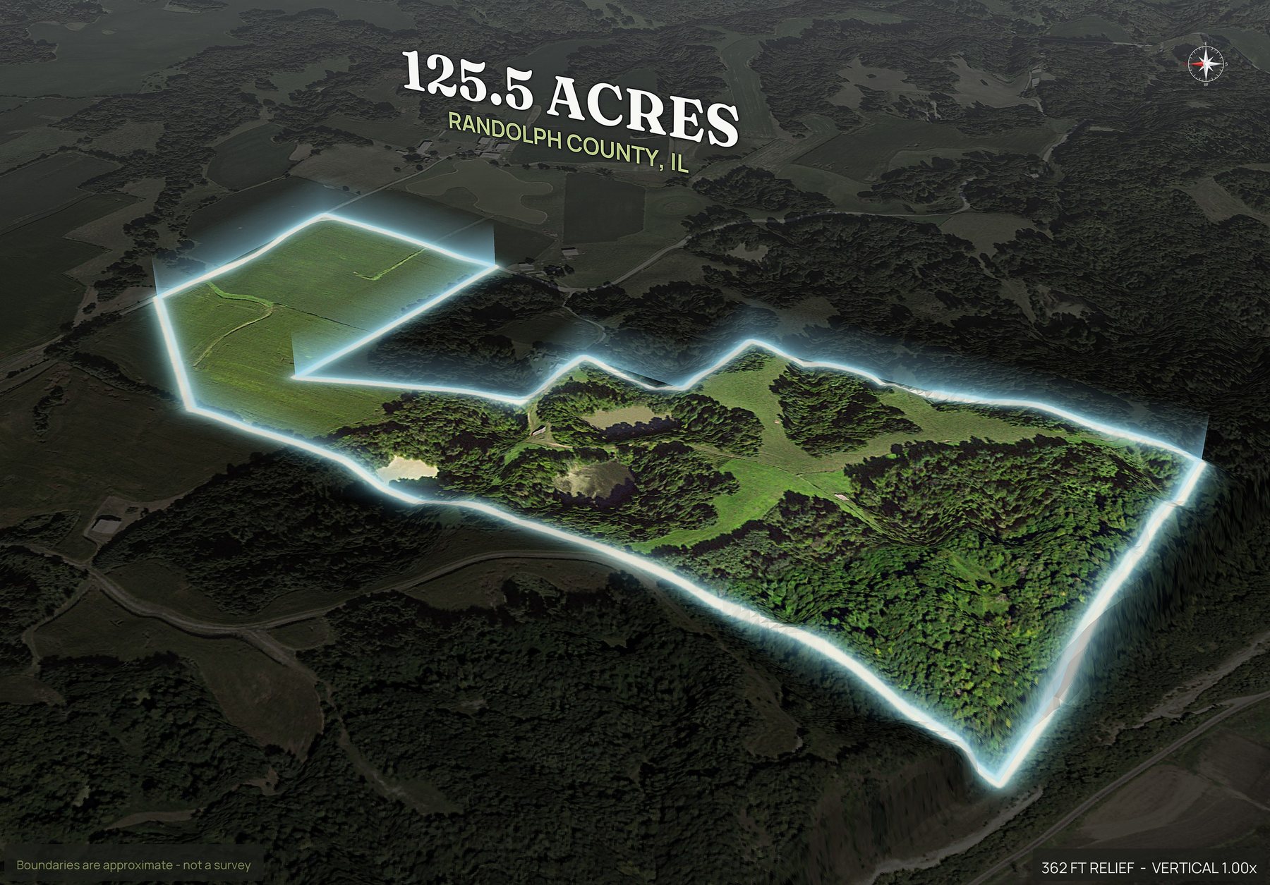 Spotlight, west of an Illinois land parcel