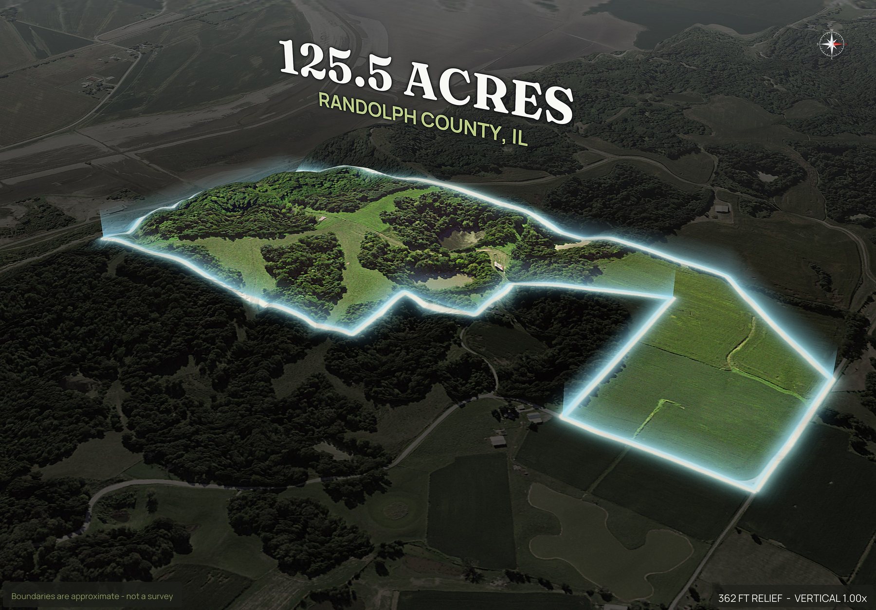 Spotlight, east of an Illinois land parcel