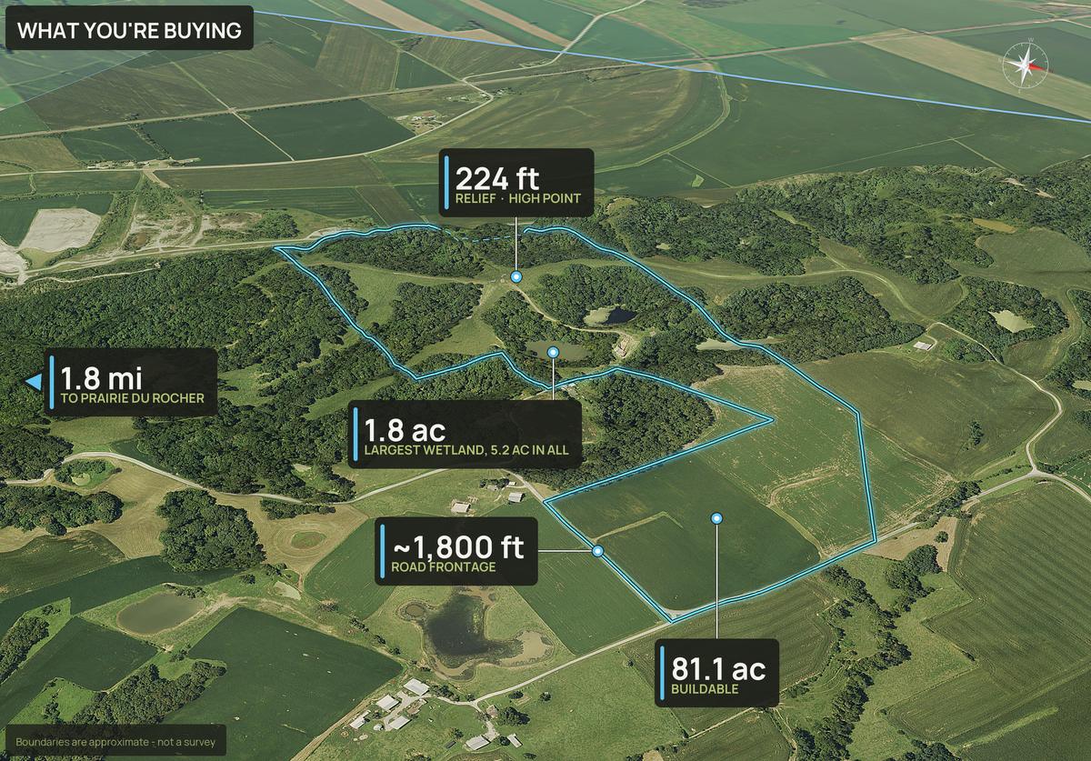 What You're Buying slide with callouts for an Illinois land parcel