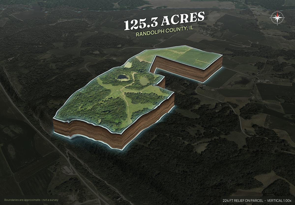 Pop-out of an Illinois land parcel lifted out of the ground with dirt walls