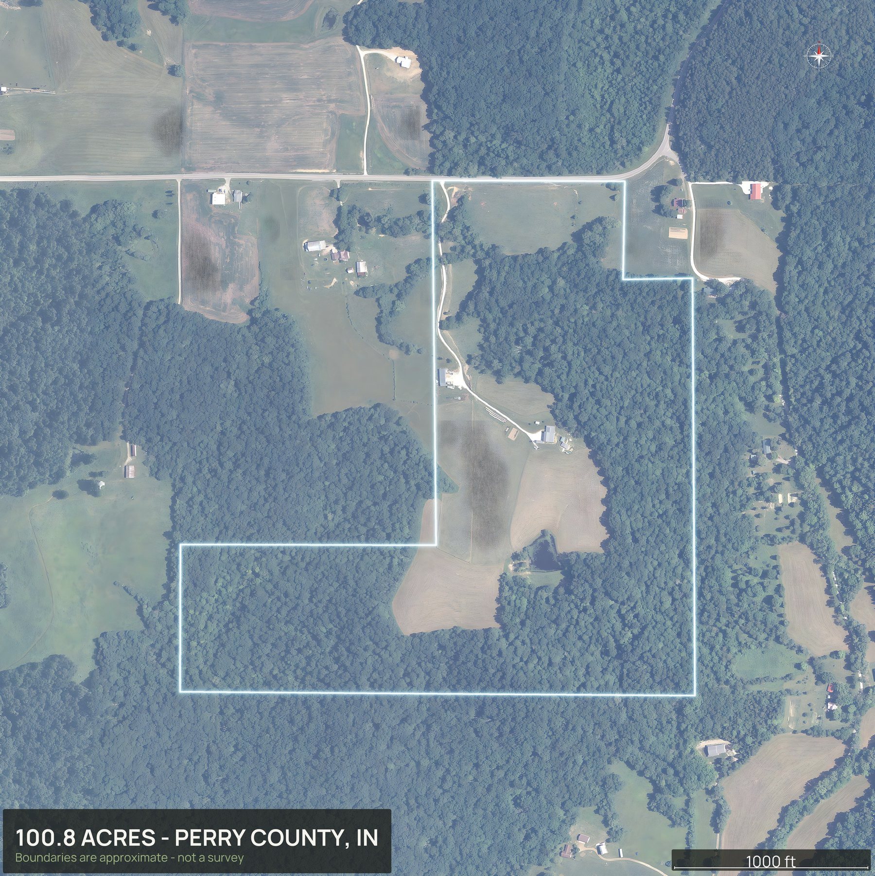 Boundary top-down of an Indiana land parcel