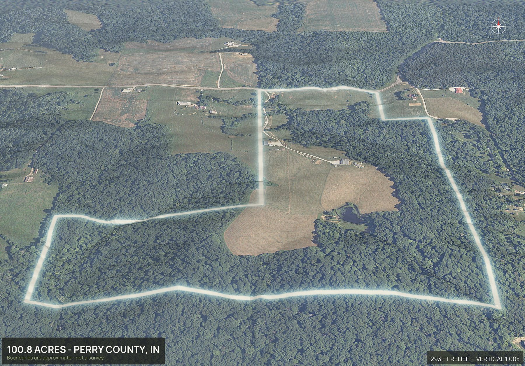3D from the south of an Indiana land parcel