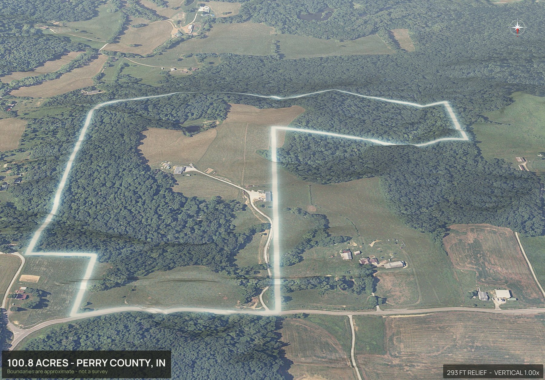 3D from the north of an Indiana land parcel