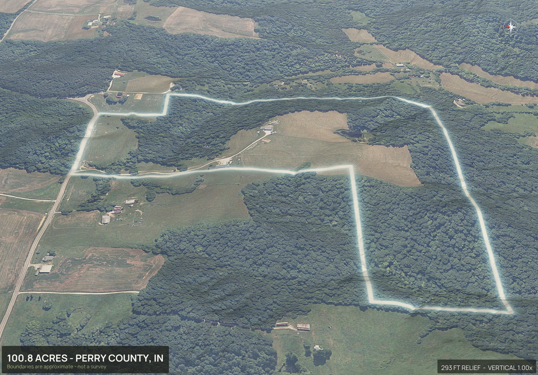 3D from the west of an Indiana land parcel