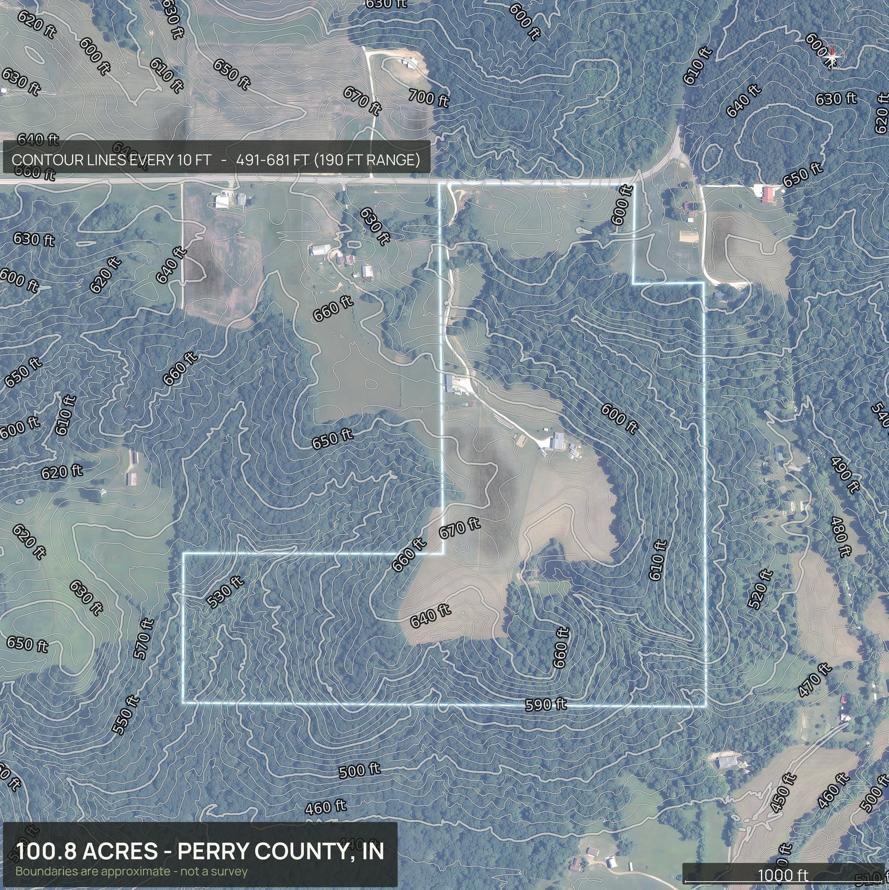 Contour map of an Indiana land parcel
