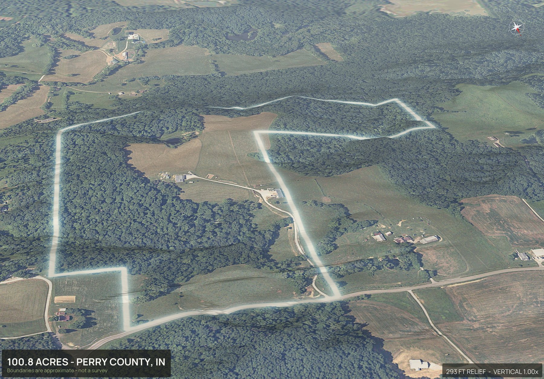 Road frontage of an Indiana land parcel