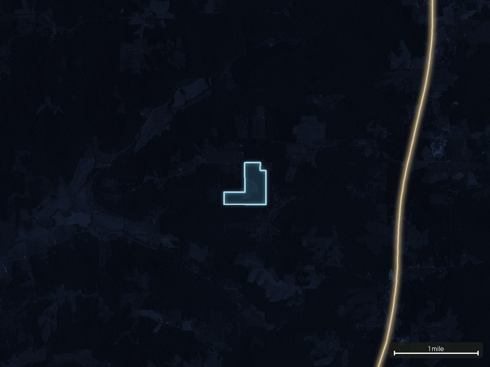 Roads at night of an Indiana land parcel