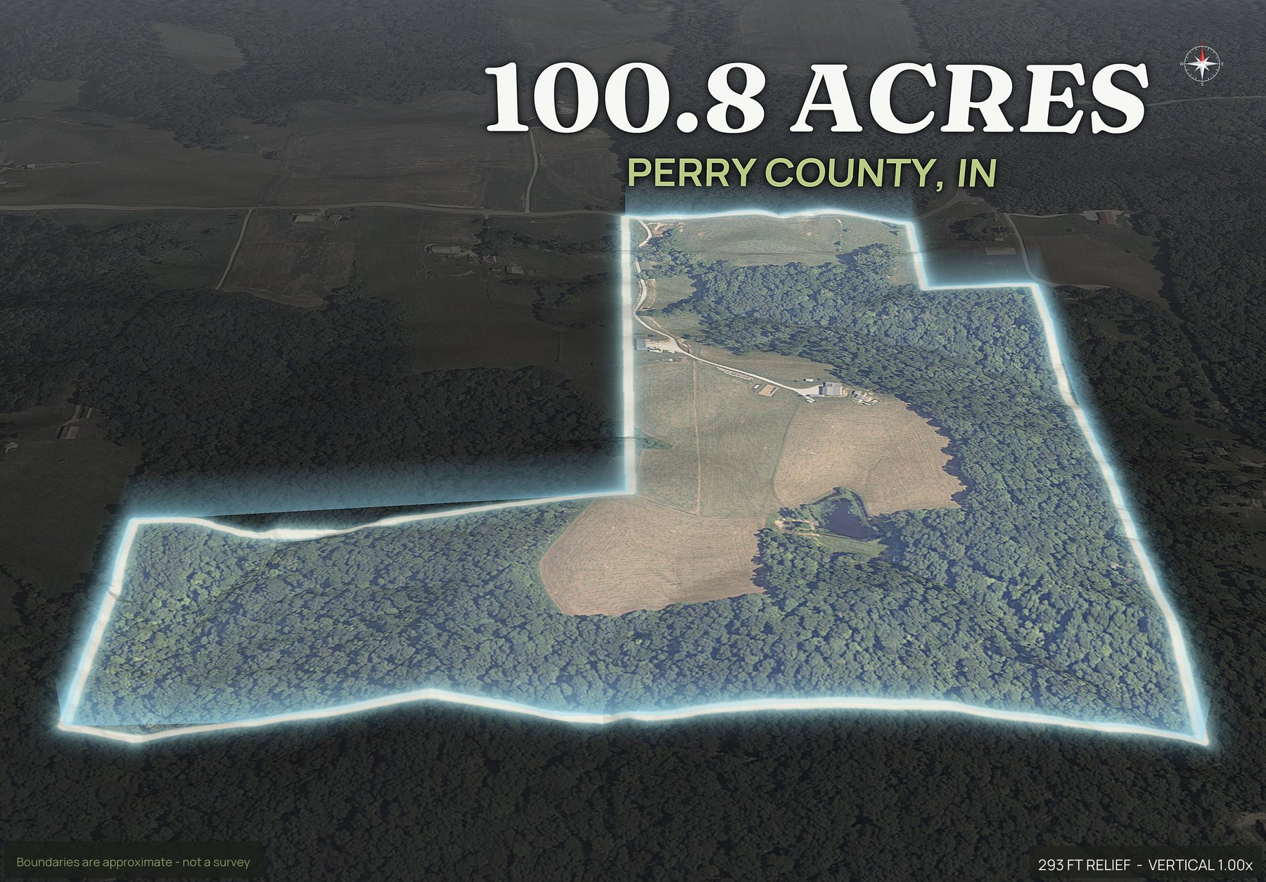 Spotlight, south of an Indiana land parcel