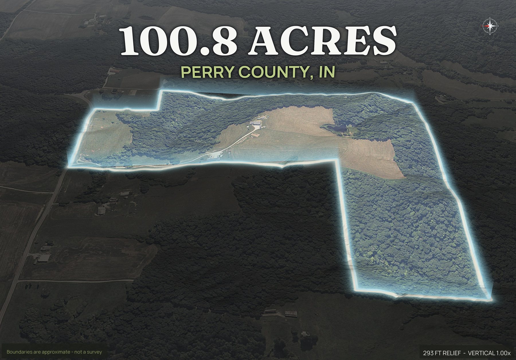 Spotlight, west of an Indiana land parcel