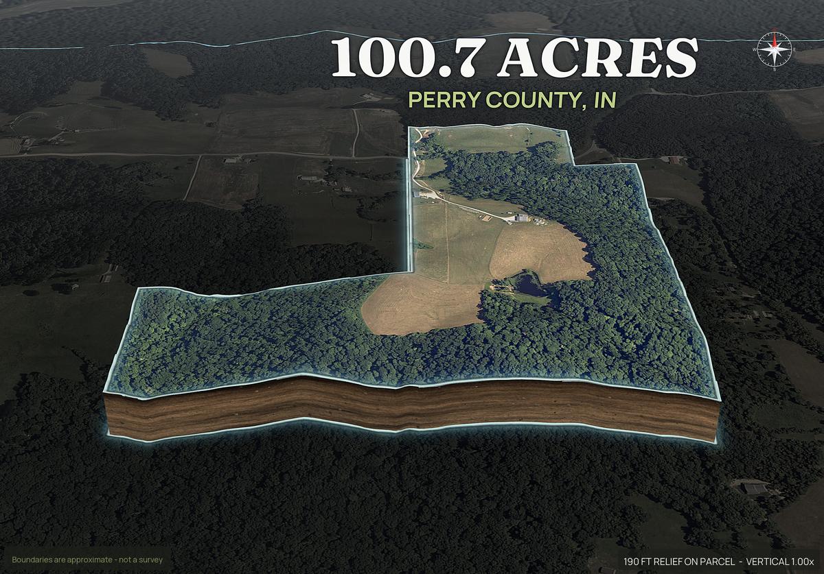 Pop-out of an Indiana land parcel lifted out of the ground with dirt walls