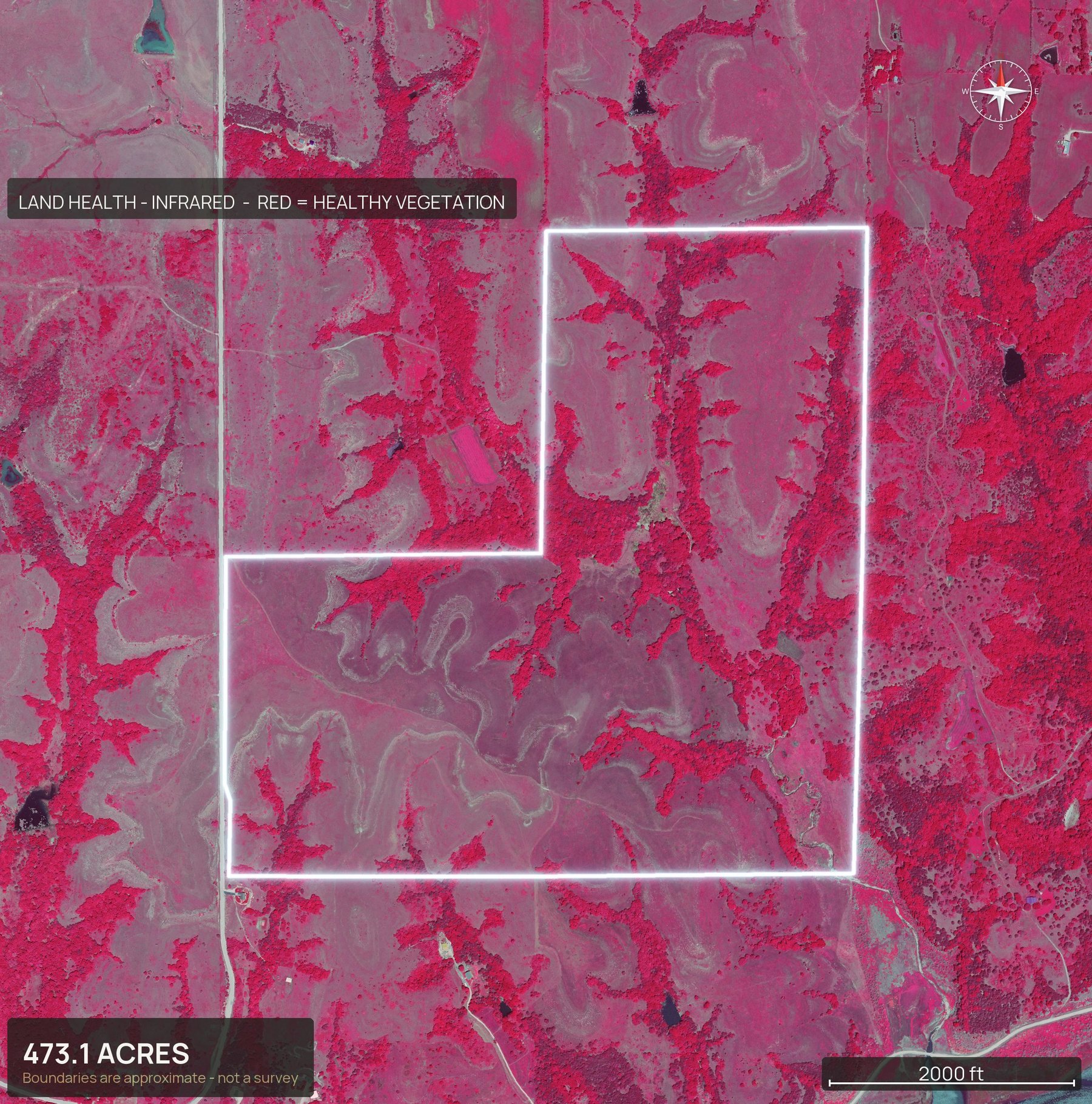 Land health, infrared of a Kansas land parcel