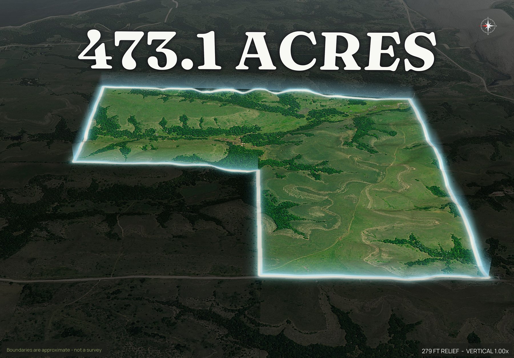 Spotlight, west of a Kansas land parcel