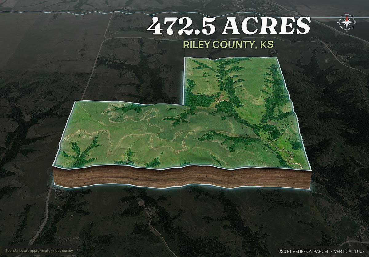 Pop-out of a Kansas land parcel lifted out of the ground with dirt walls