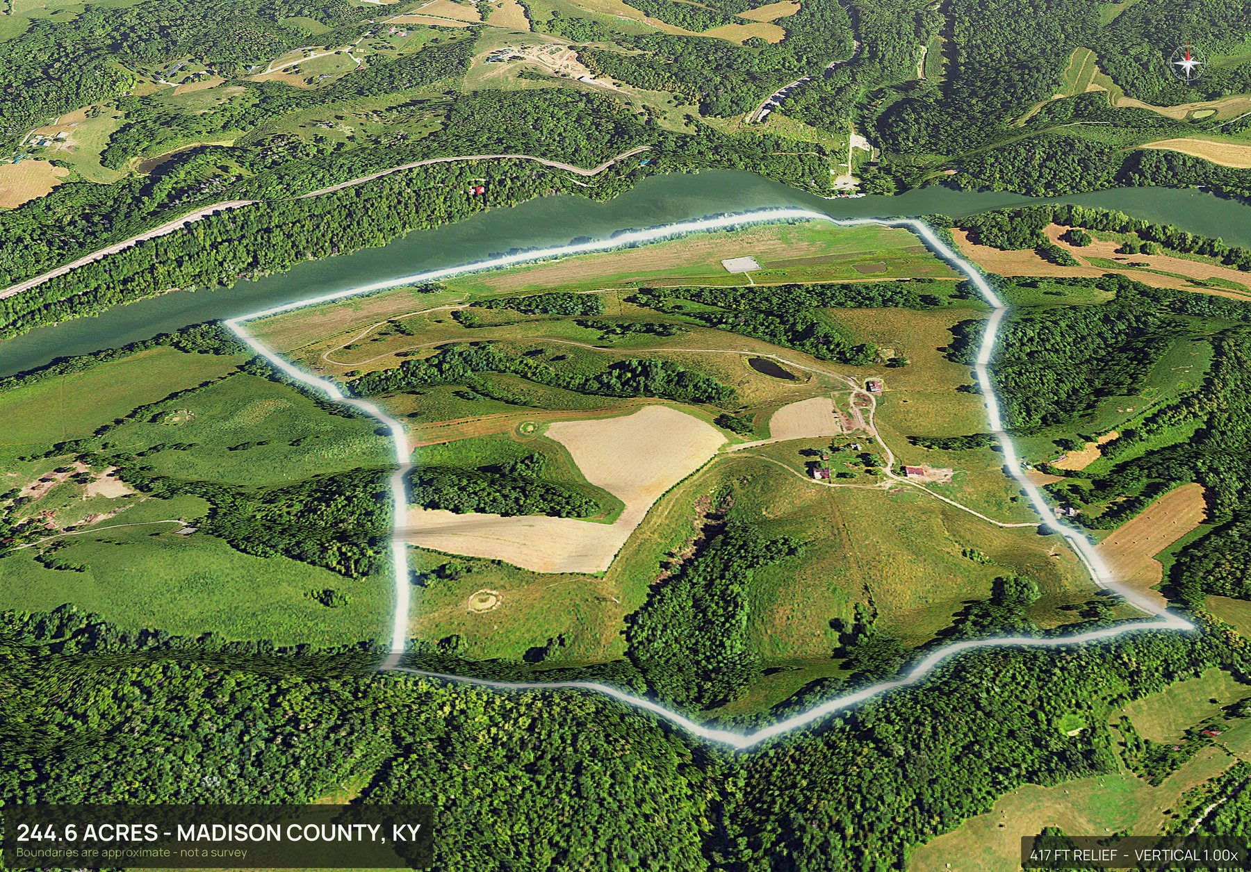 3D from the south of a Kentucky land parcel