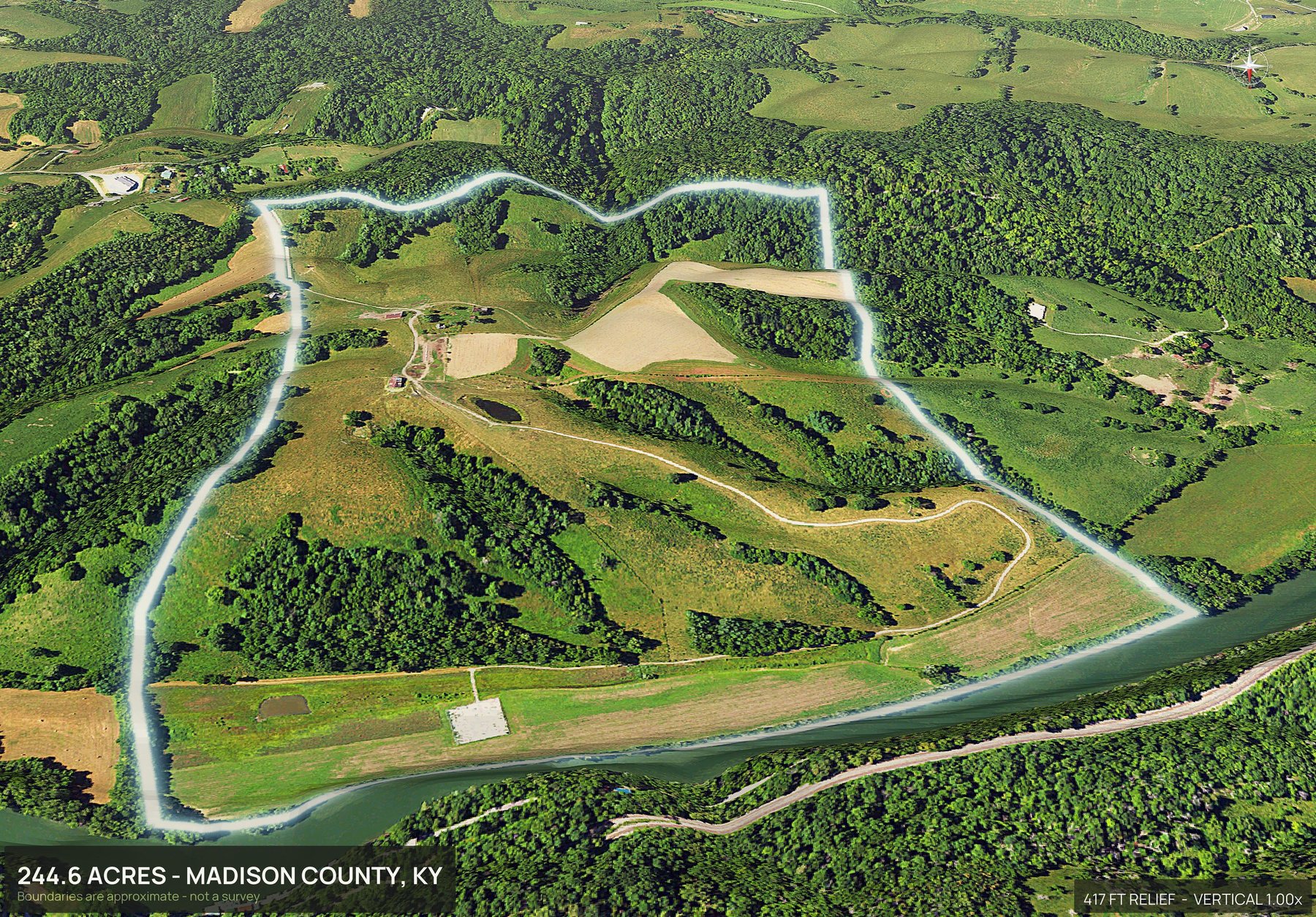 3D from the north of a Kentucky land parcel