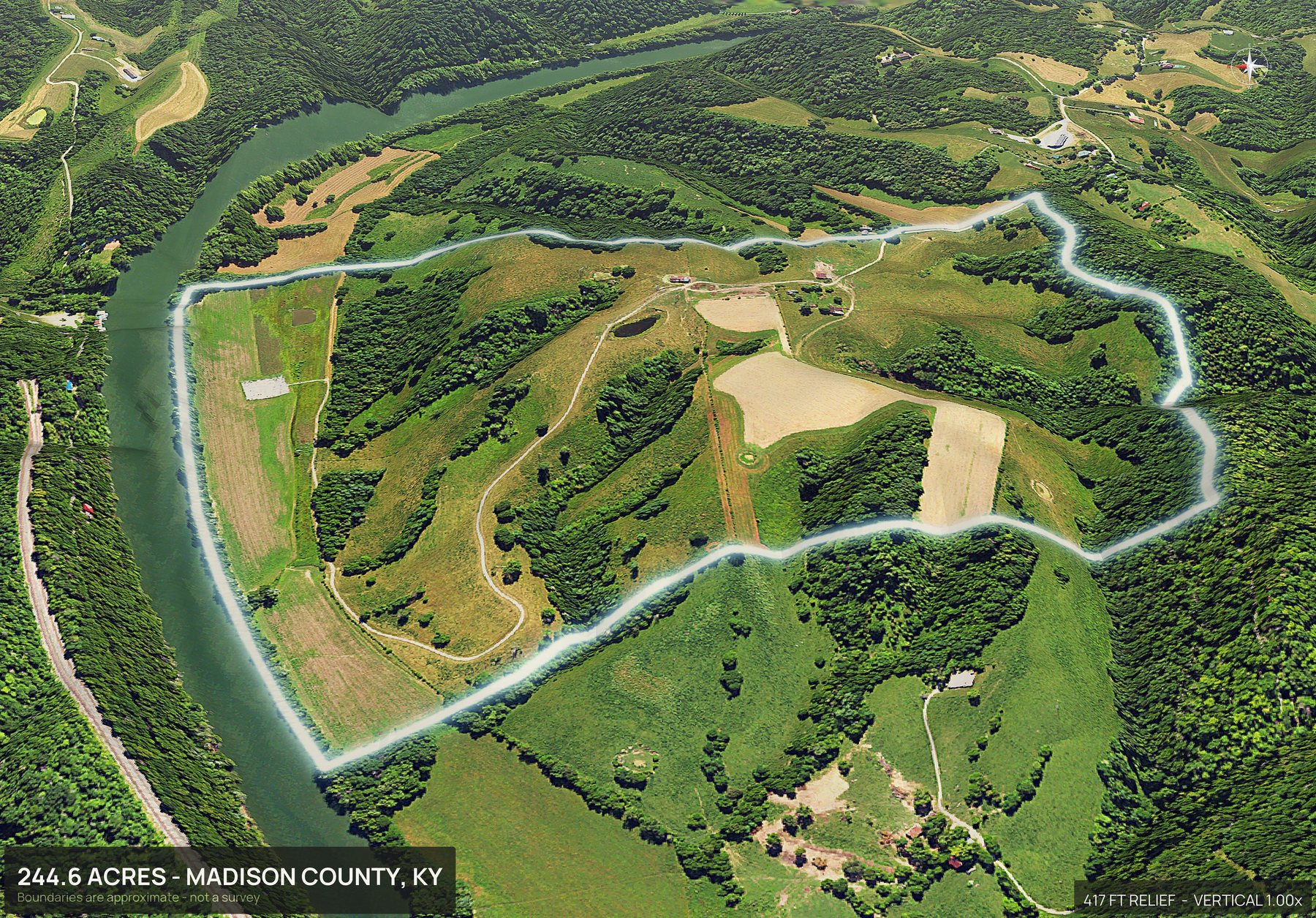 3D from the west of a Kentucky land parcel