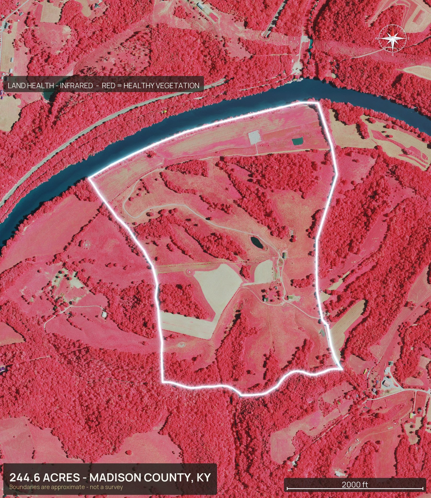 Land health, infrared of a Kentucky land parcel