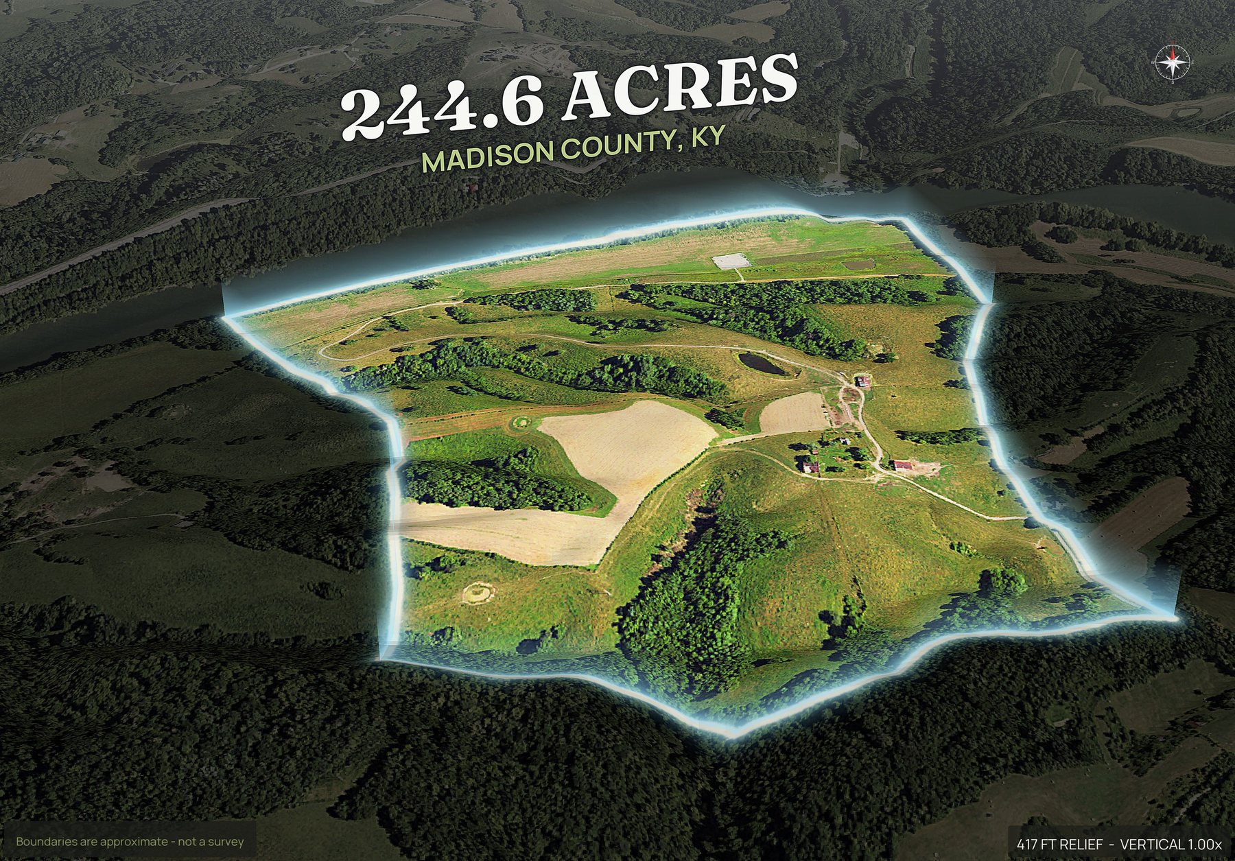 Spotlight, south of a Kentucky land parcel
