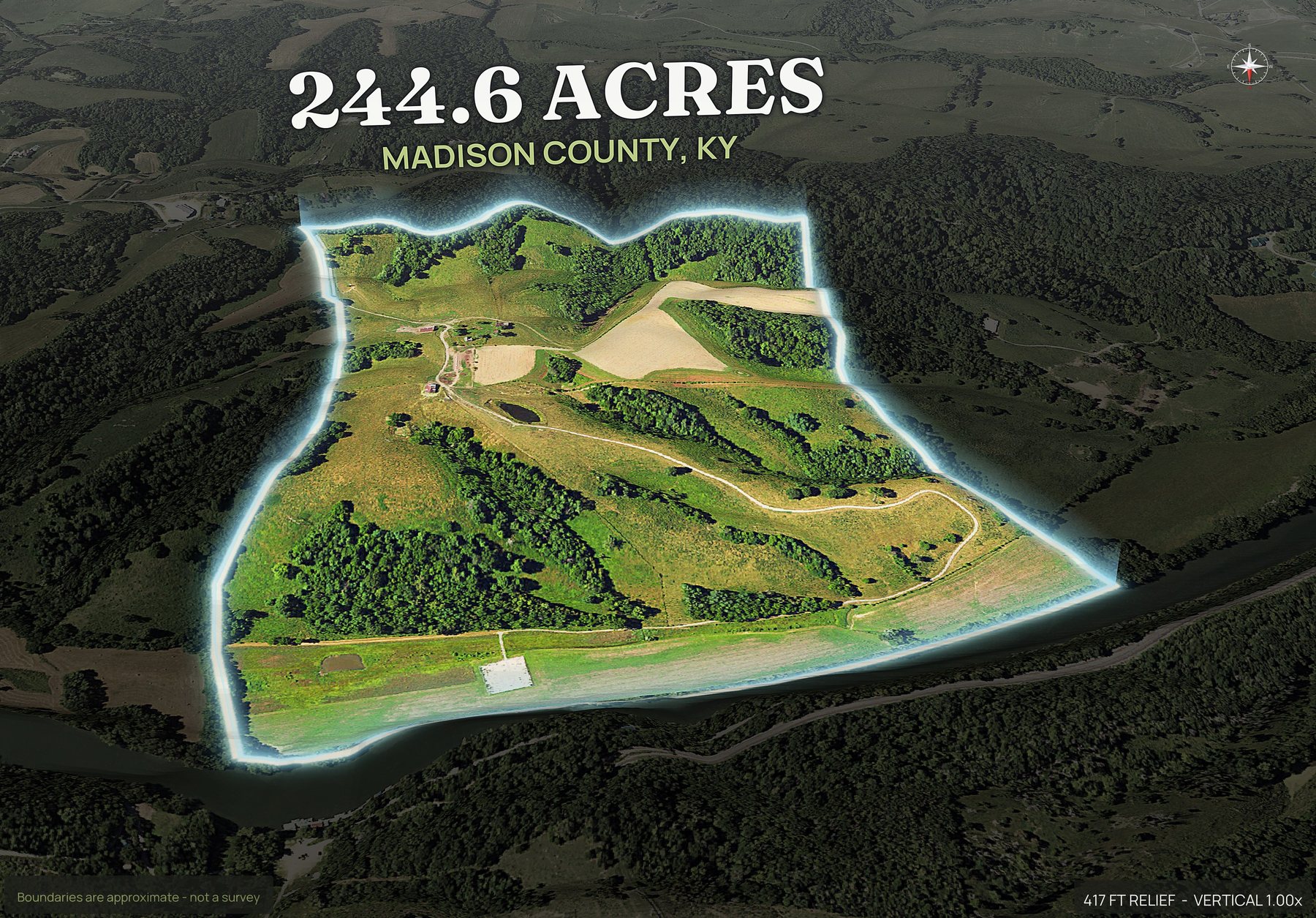 Spotlight, north of a Kentucky land parcel