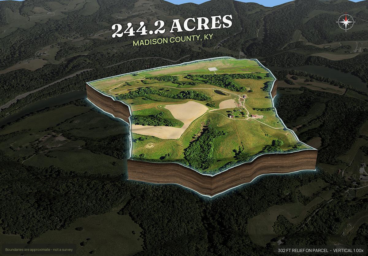 Pop-out of a Kentucky land parcel lifted out of the ground with dirt walls